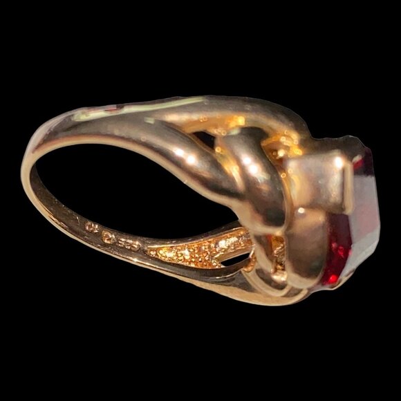Ring CZ Cubic Zirconia Size 10 Red Women Vermeil 10k Gold over Sterling Silver 9 - Picture 7 of 10
